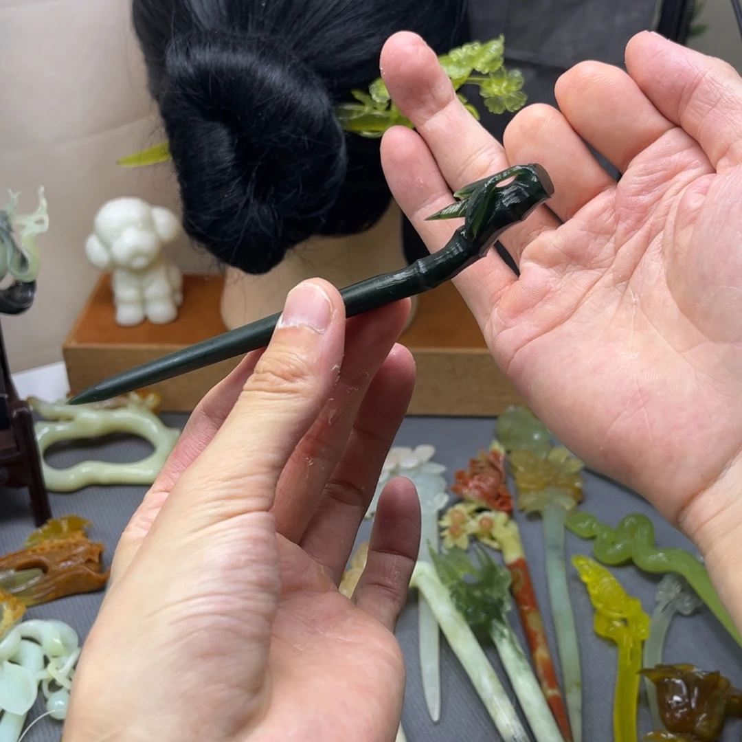 蛇纹石玉合金发饰