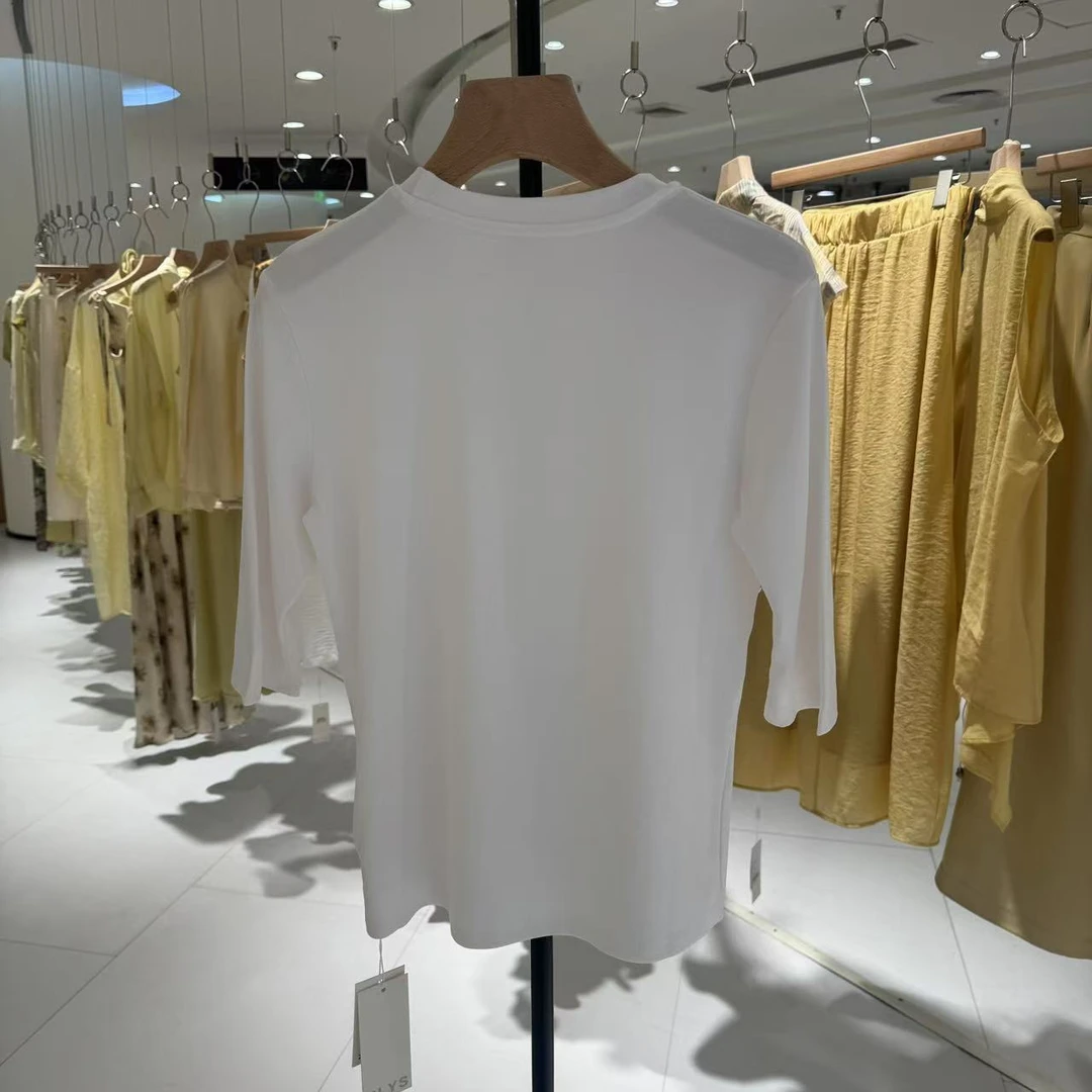 LYS2025初秋简约圆领净版中袖T恤莫代尔舒适弹力时尚百搭