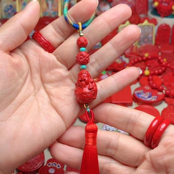 天然辰砂工艺品朱砂包包挂车挂