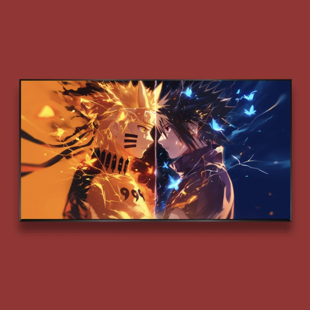 《火影忍者》鸣佐对视 鸣人佐助客厅动漫装饰画卡通壁画P款 40*80