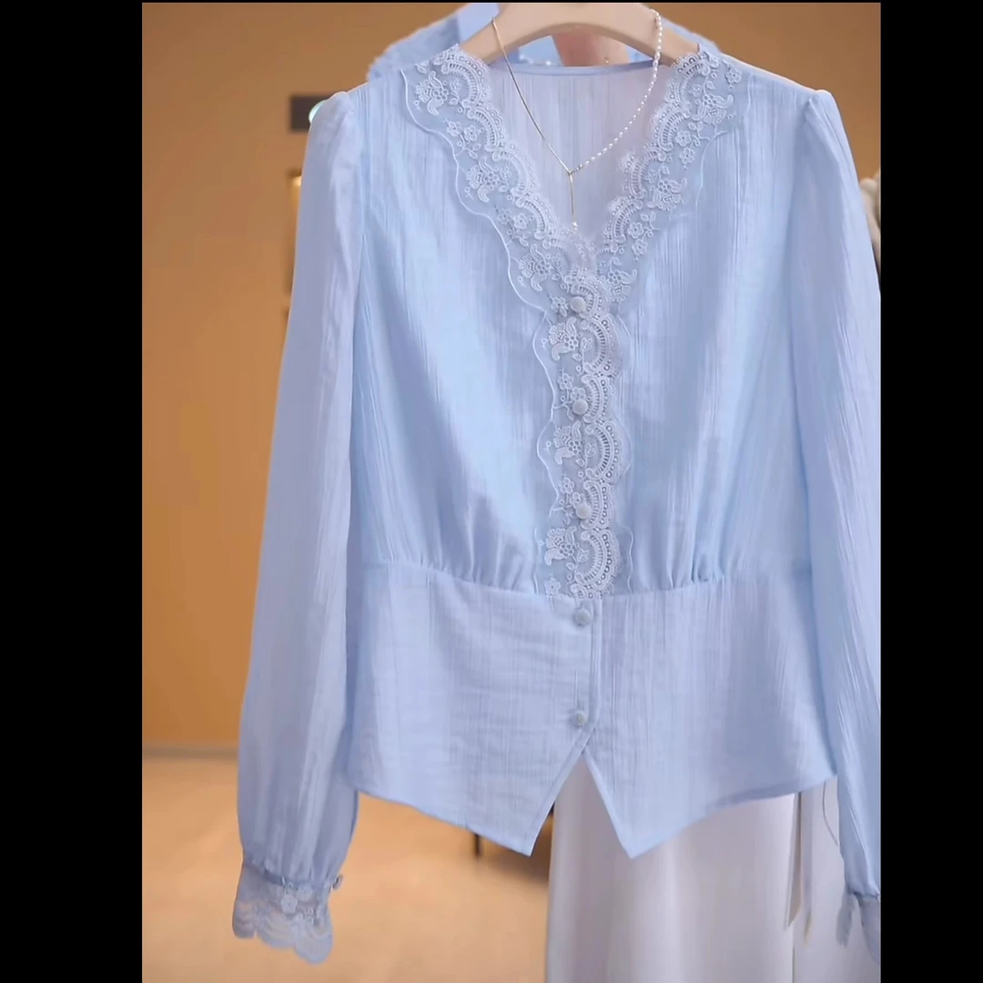蕾丝花边百搭衬衣2025春季新款小衫女别致独特绝美上衣潮洋气