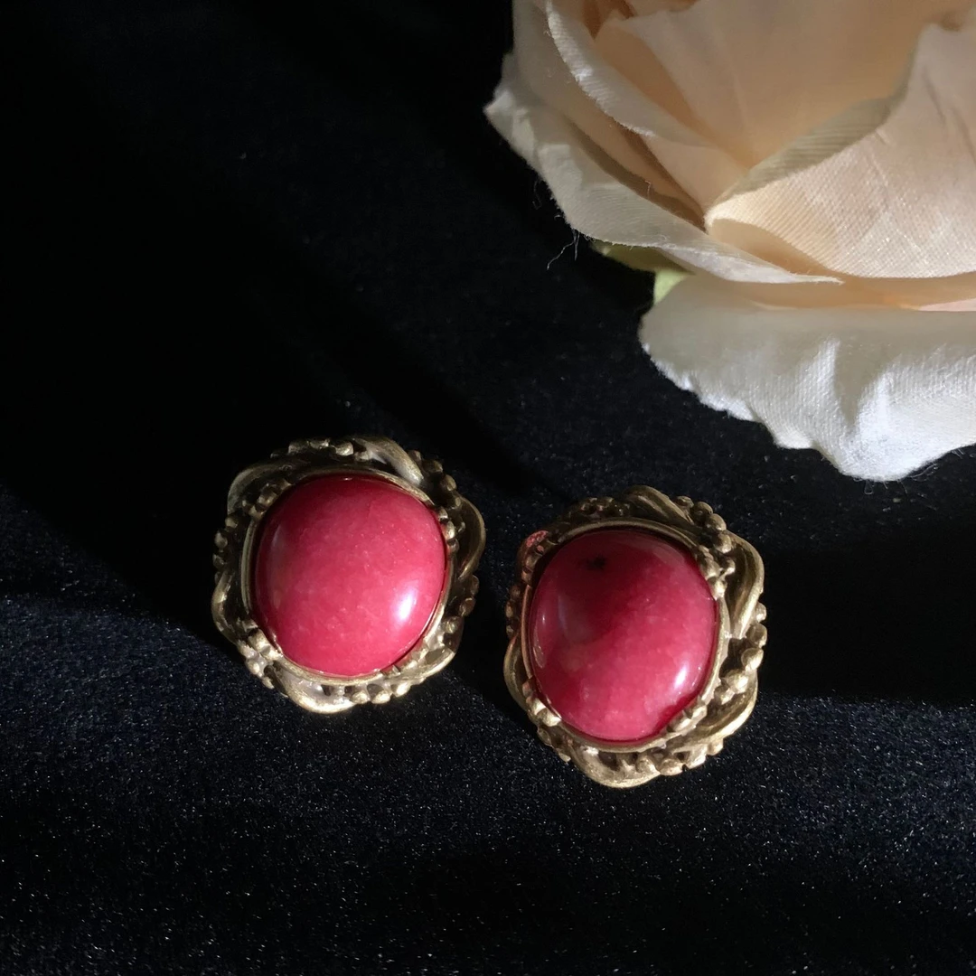 铜合金石英石耳饰 铜合金复古耳饰009