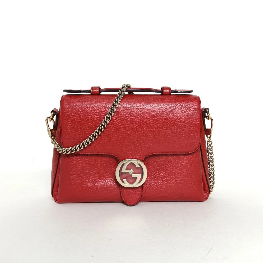 95新 GUCCI/古驰 【娇活动】手提风琴包 26 红色 皮革C 723653