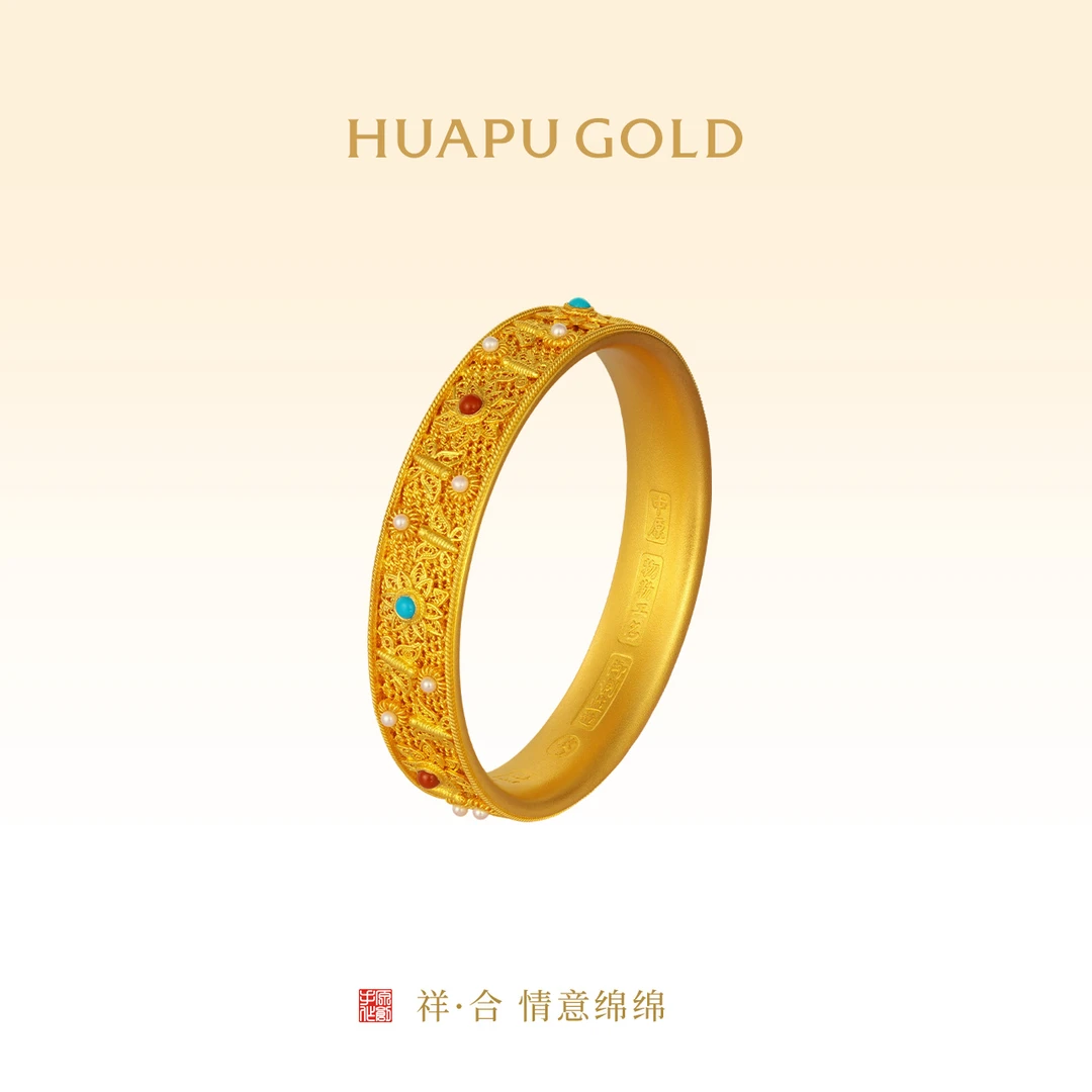 華鋪古法黄金祥·合 情意绵绵手镯足金85.01g