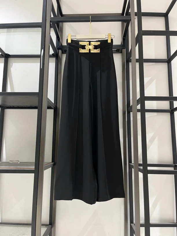 9011-A-5-2-5时尚气质爆款宽松显瘦垂感直筒西装裤宽腿裤拖地长裤