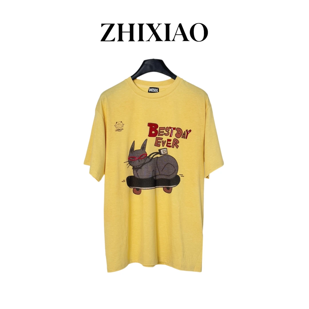 【ZHIXIAO】夏季新款：滑板小猫英文短袖286-1