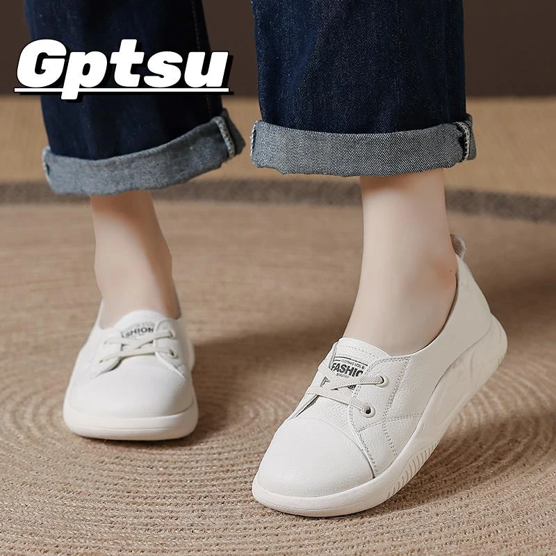 GPTSu浅口小单鞋女士时尚洋气春夏新款百搭平底女士妈妈小白女鞋
