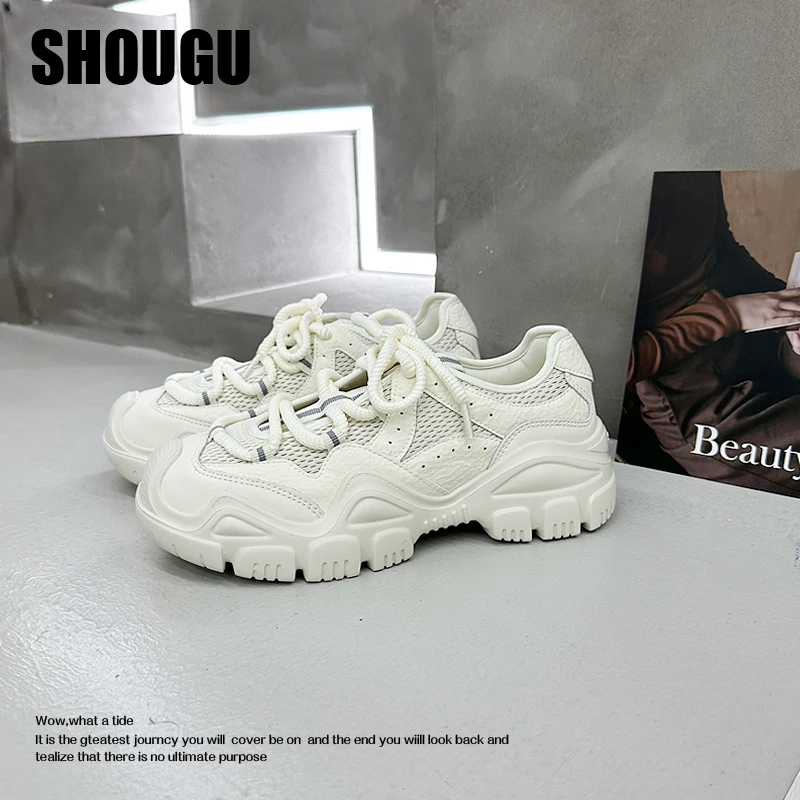 shougu/首谷复古丑萌网面休闲女鞋2025新款百搭户外运动鞋登山鞋