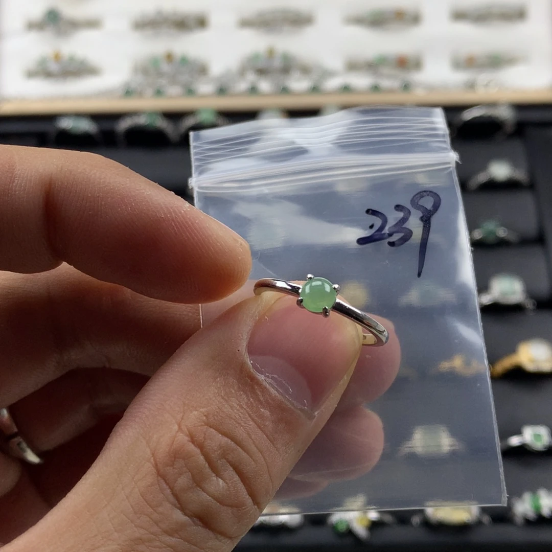翡翠银S925镀金镶嵌戒指239