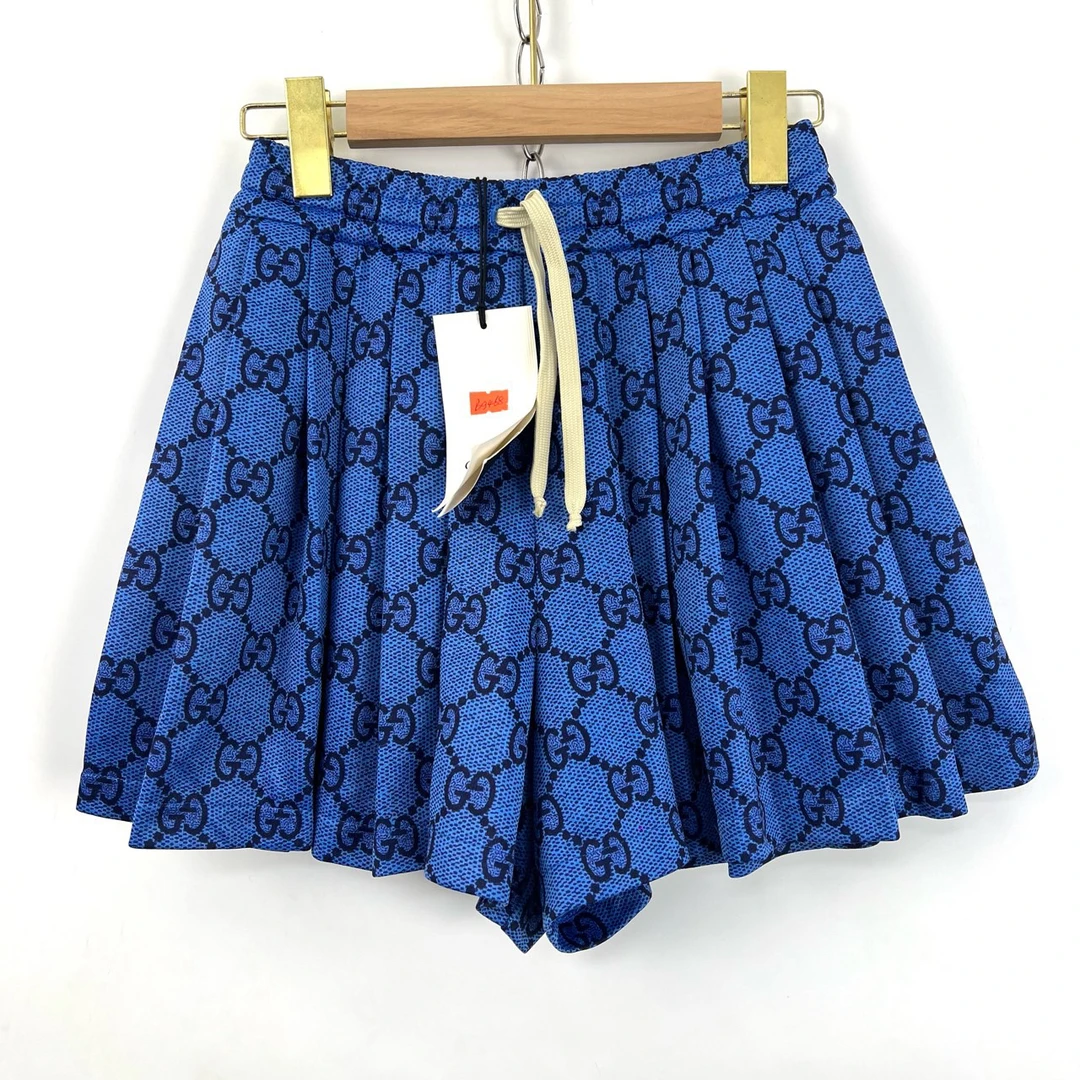 全新未使用 GUCCI/古驰 xxs码/蓝色侧边老花满印裙裤/06447
