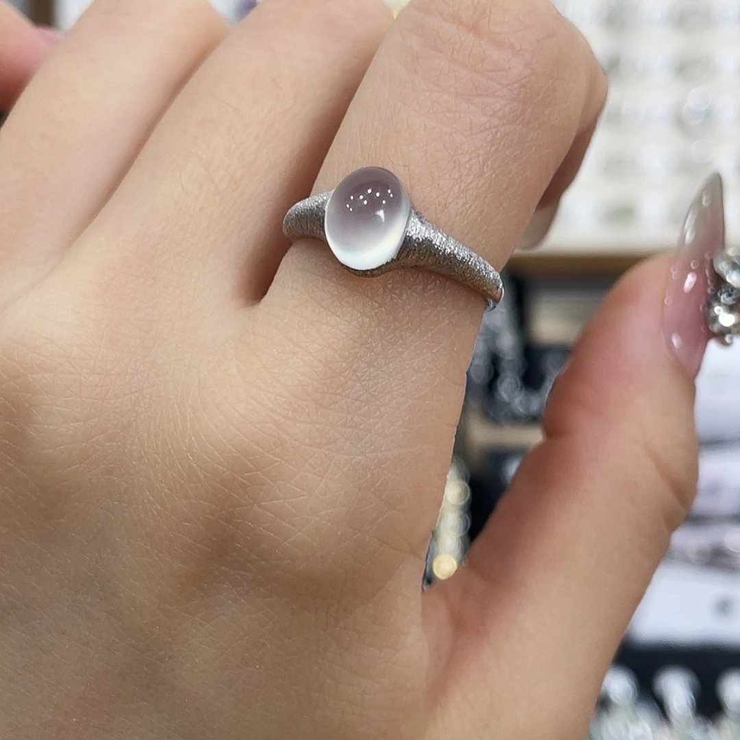 用***8蛇纹石玉银S925镶嵌戒指