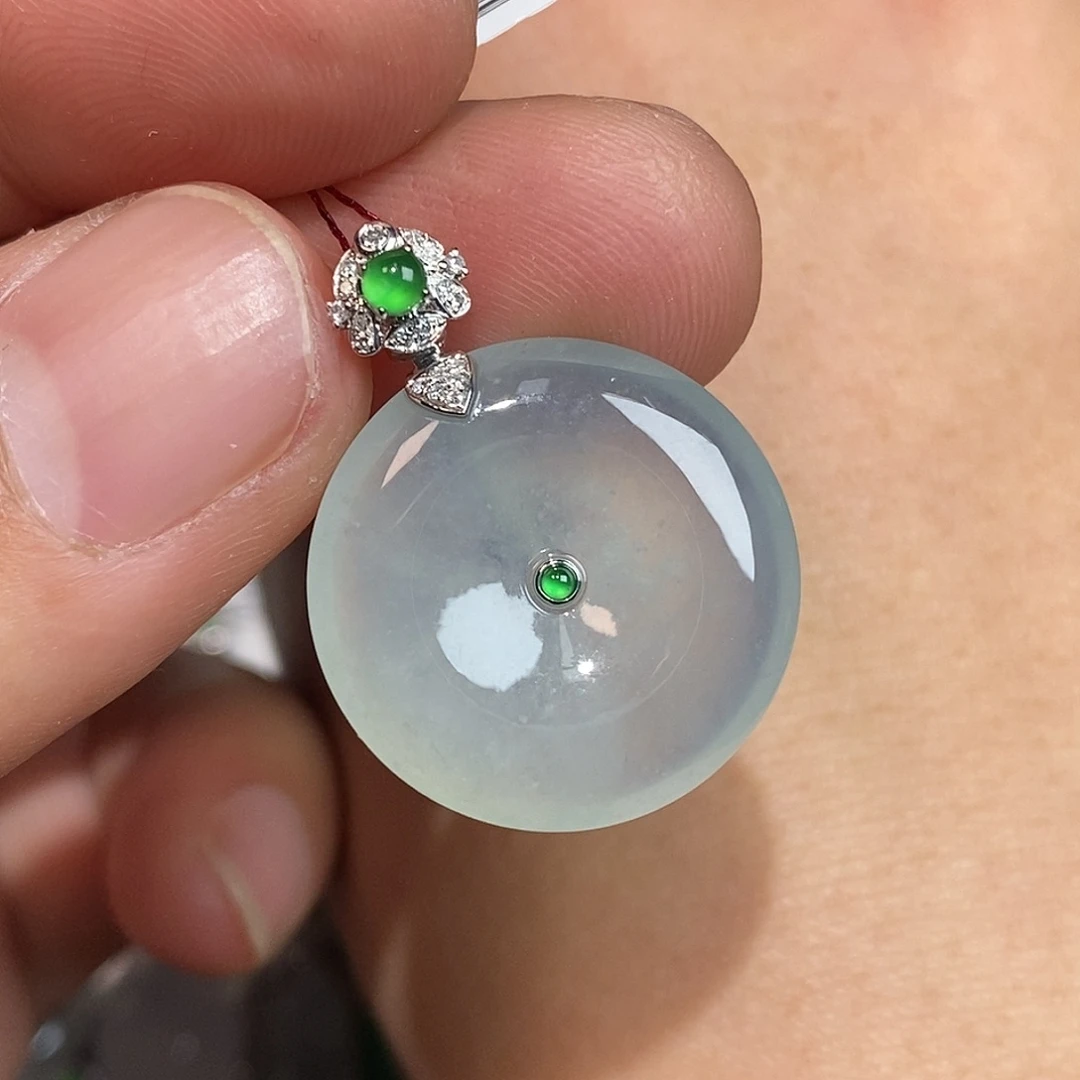 翡翠颈饰18K金镶嵌平安