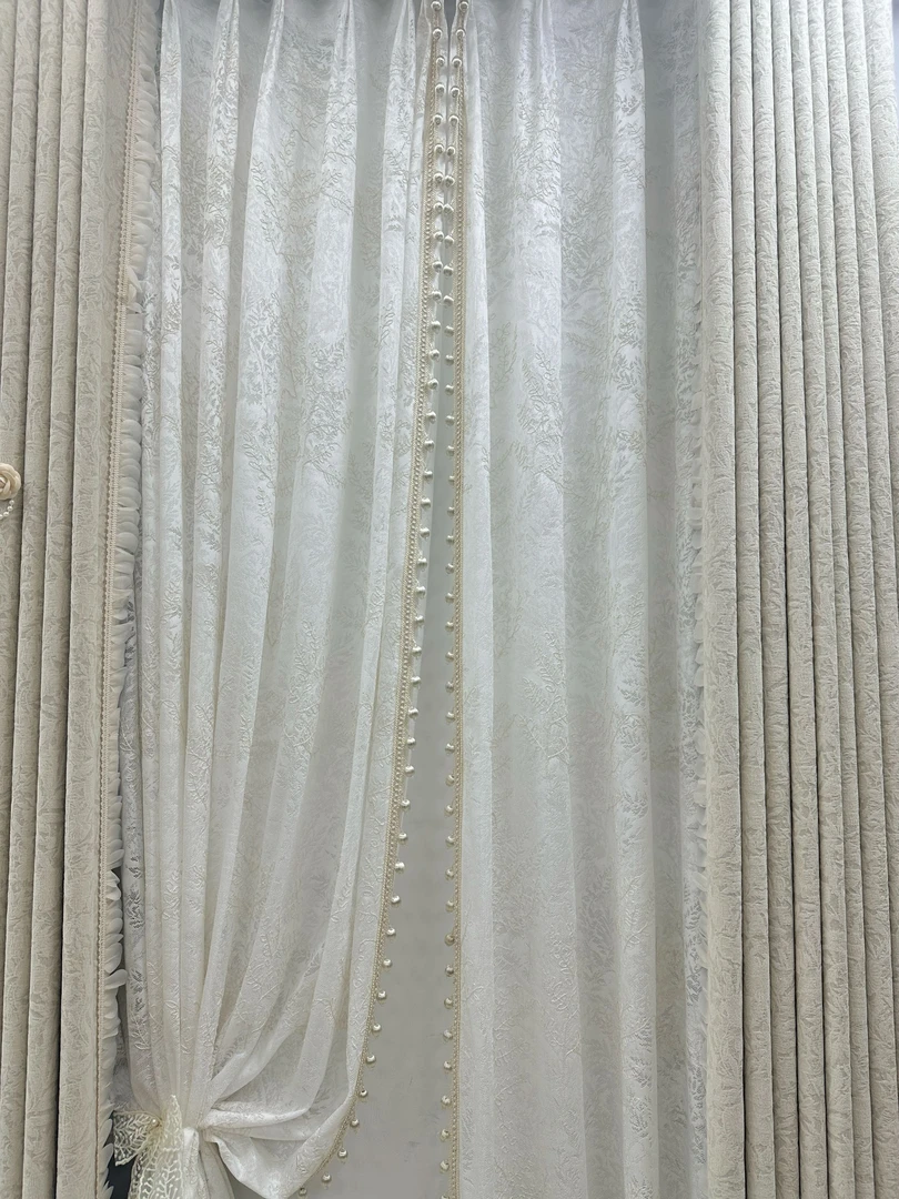 【刺绣珠珠纱】浮雕刺绣成品窗纱 客厅卧室法式成品窗纱
