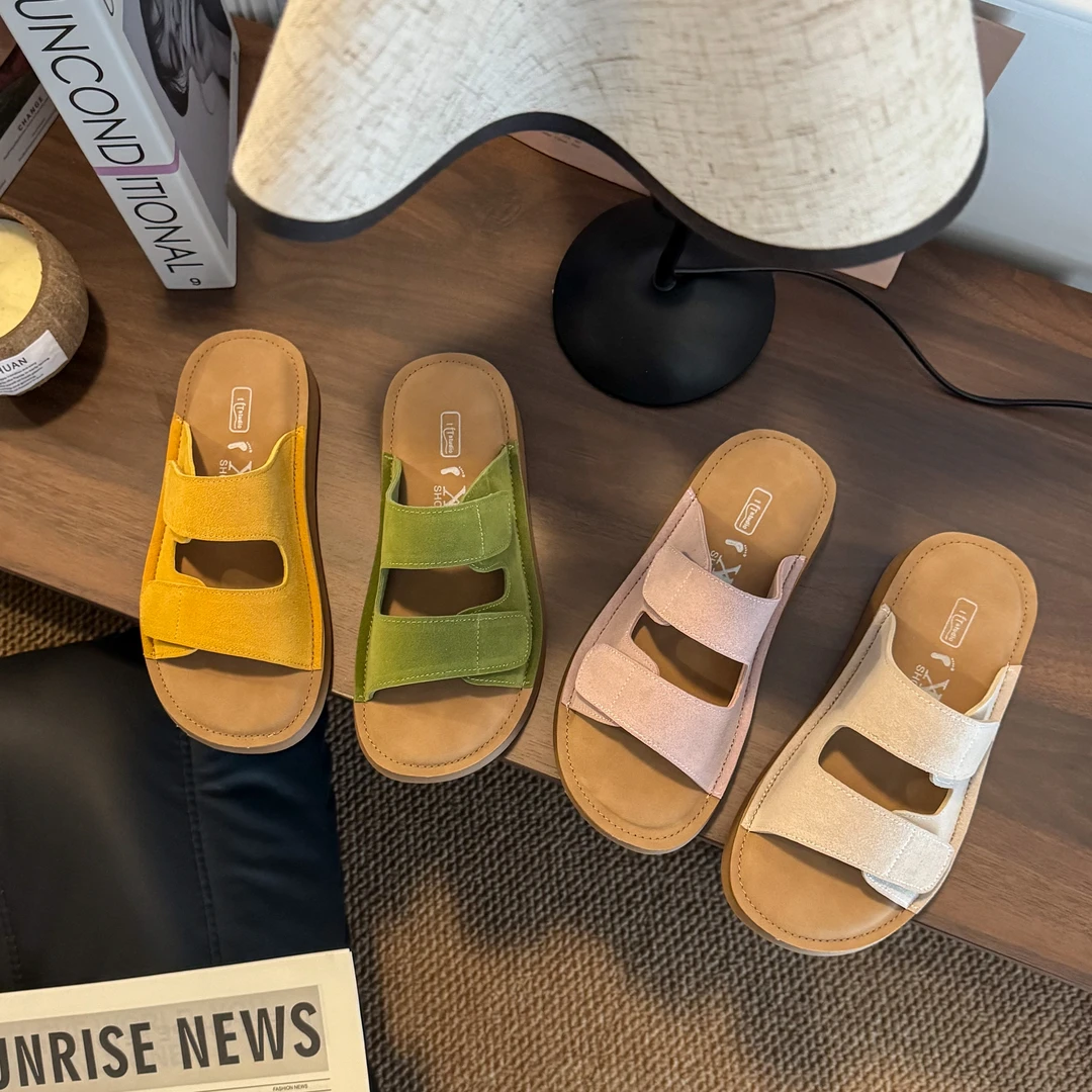 【EI】厚底一字拖女鞋2025年夏季新款女士时尚拖鞋外穿百搭勃肯鞋子