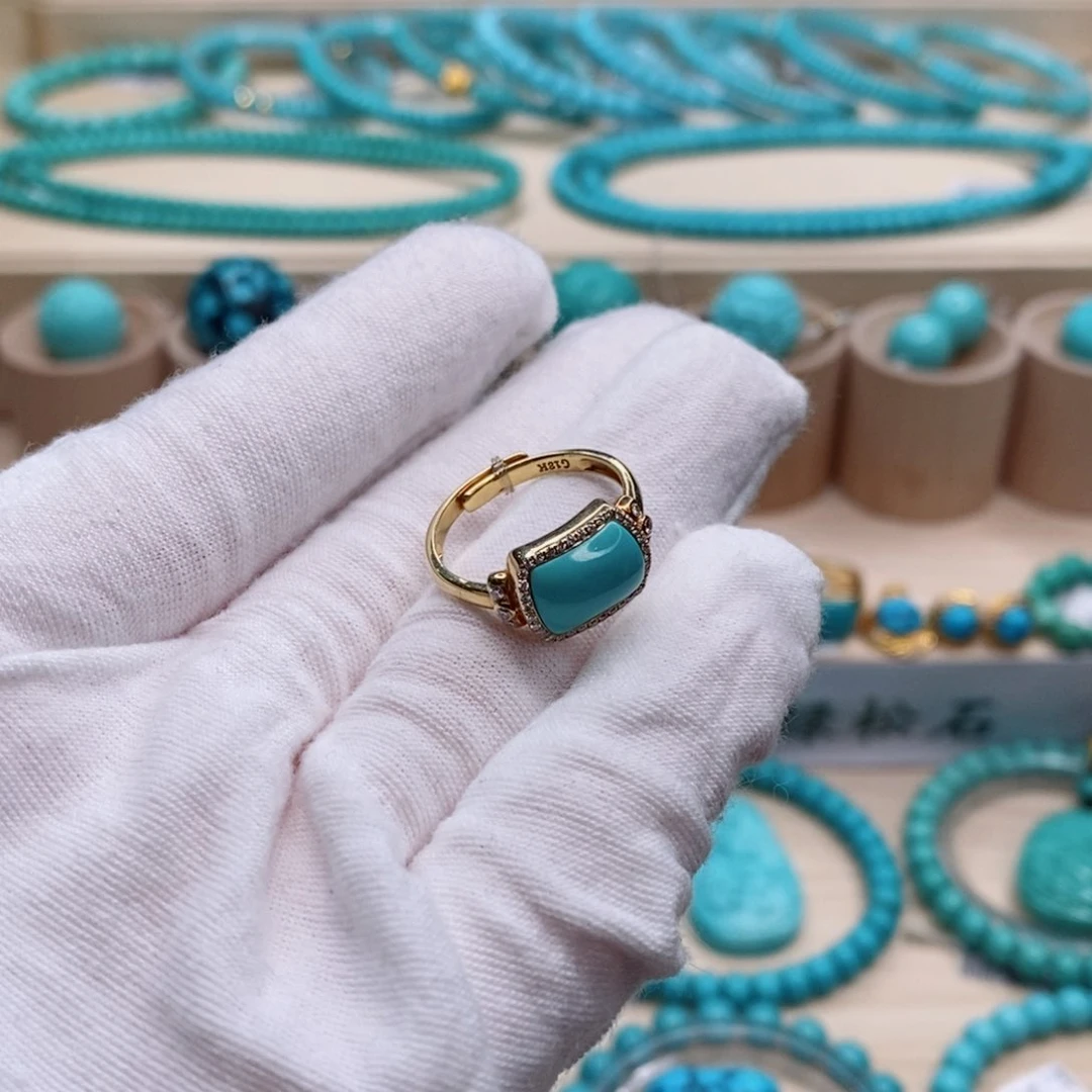 绿松石珠宝奇石18K金镶嵌