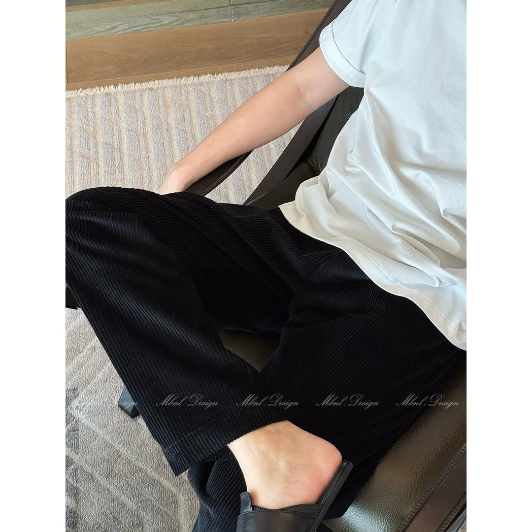 MBNL-F「时代新贵 灯芯绒」秦磊男装复古质感黑色休闲裤LL-LKZ2008