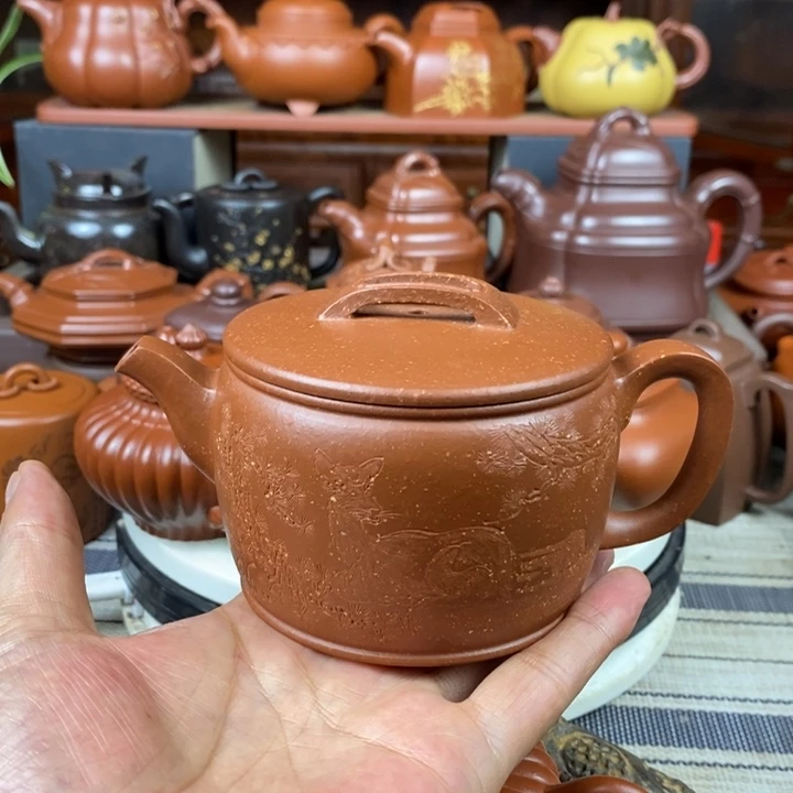 茶壶紫砂汉瓦350CC原矿宝山红降坡泥粗砂十目特价