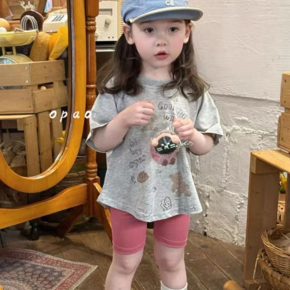 女童夏装薄款多巴胺骑行裤女宝宝夏季五分打底裤儿童洋气裤子Z012