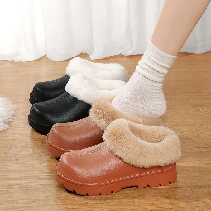 女士棉鞋秋冬棉靴保暖毛靴休闲风通用冬季厚底纯色极简风棉鞋