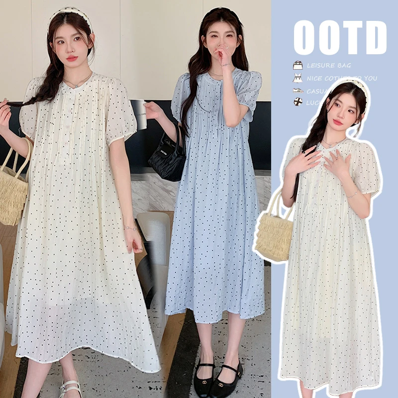 孕妇装2025夏季新款宽松设计感小清新显瘦波点孕期连衣裙