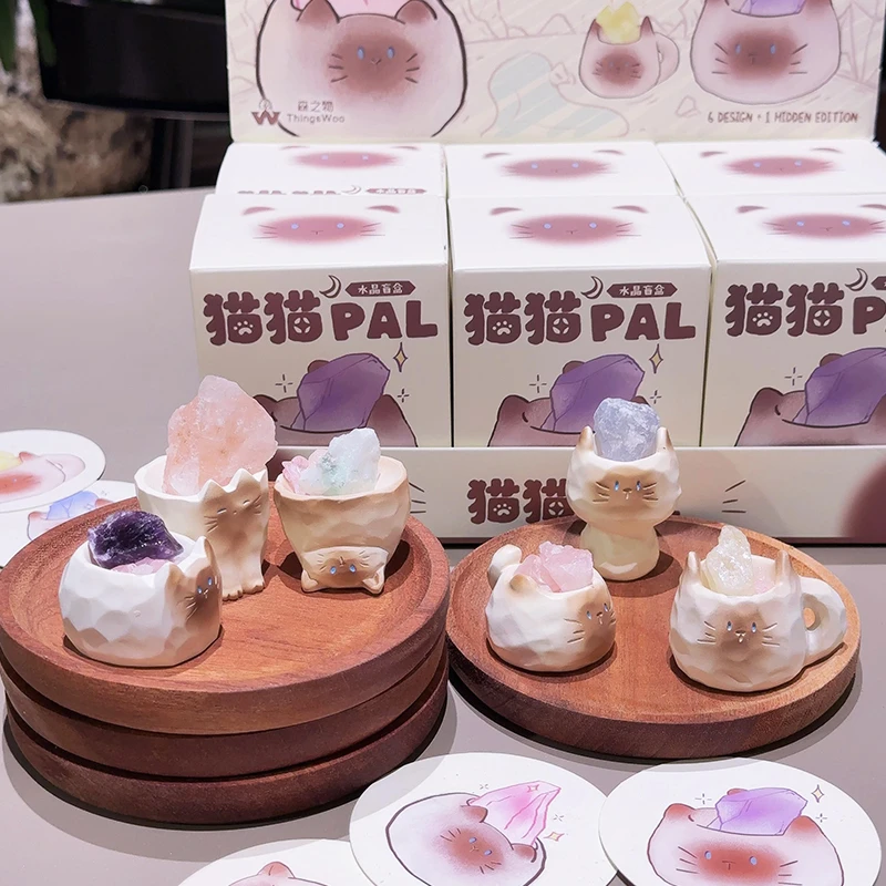 官方正品 猫猫PAL水晶石盲盒2025网红爆款能量石好运摆件生日礼物