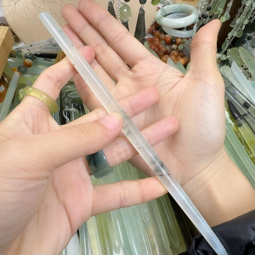 蛇纹石玉合金发饰长度22