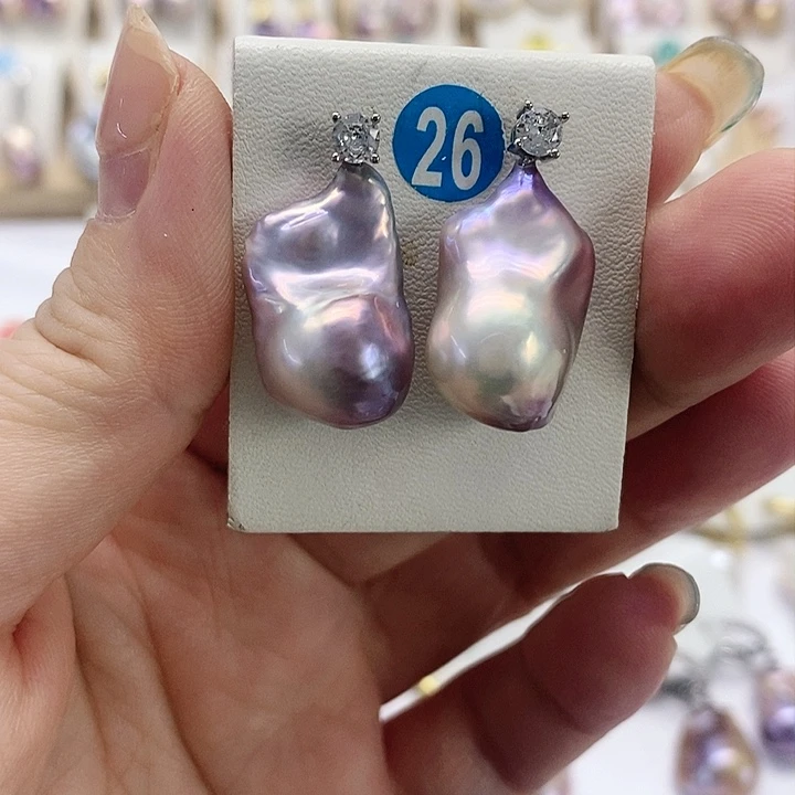 银S925镶嵌耳饰淡水珍珠