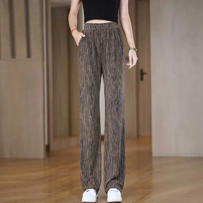 老钱风松弛感女装窄版直筒裤子女夏季薄款宽松显瘦大码休闲垂感运