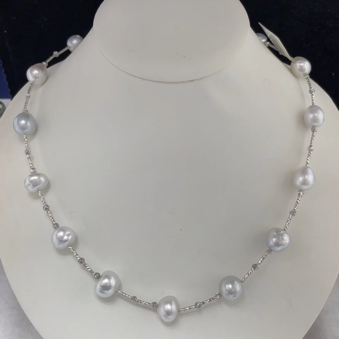 未镶嵌项链海水珍珠澳白项链巴洛克9-10mm