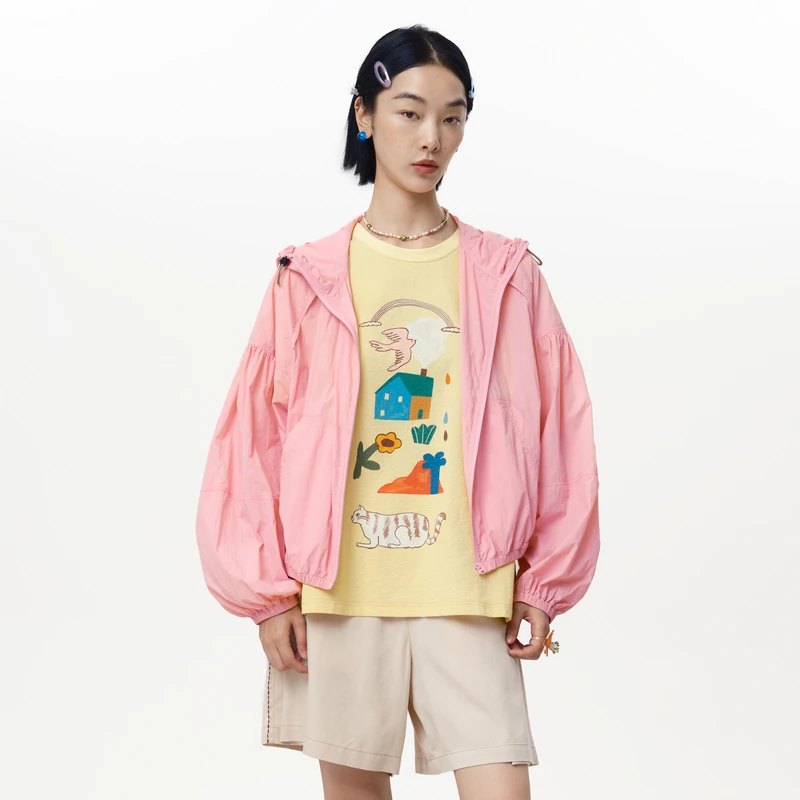 MOVEUP幻走2025春季新款.FUN 帽口丈根设计短款防晒服女325120703