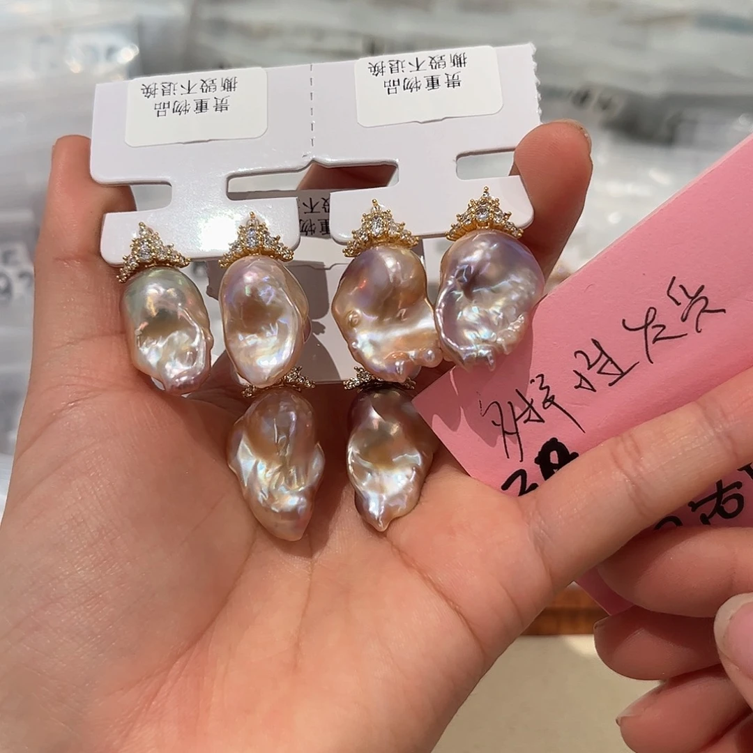 合金淡水珍珠耳饰