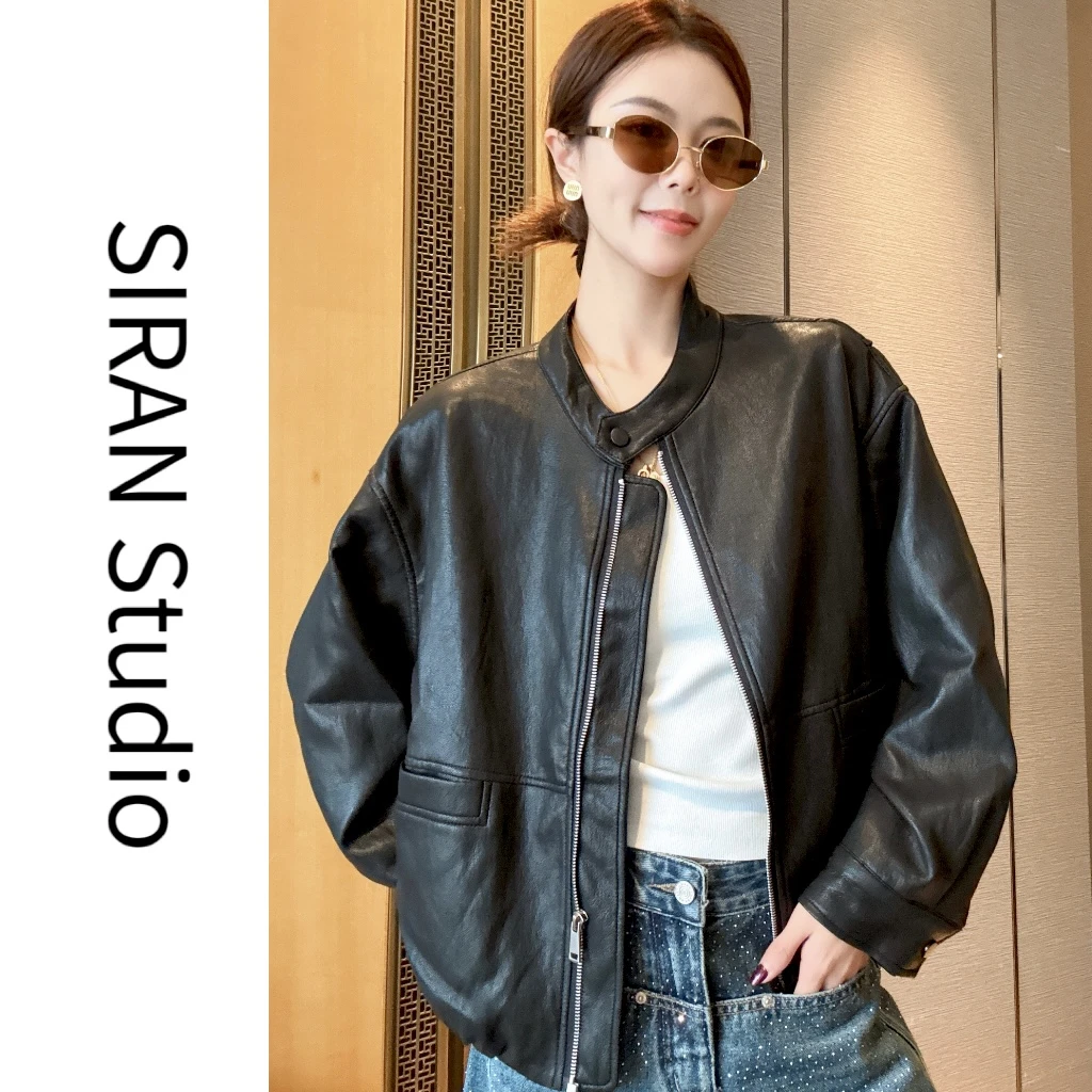 [SIRAN]2025春款简约设计百搭显瘦皮衣外套