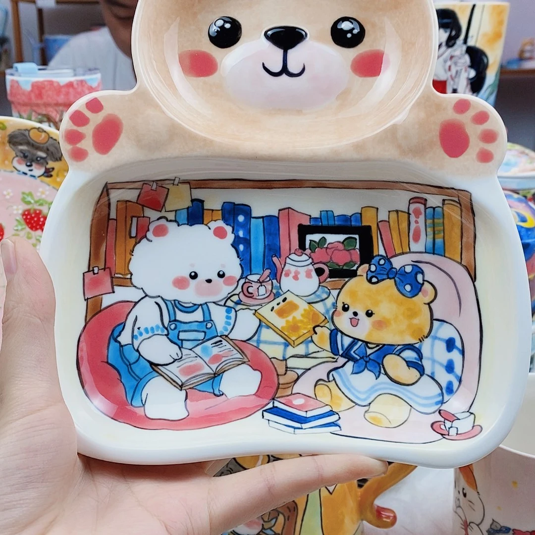 瓷片董董文创手绘陶瓷