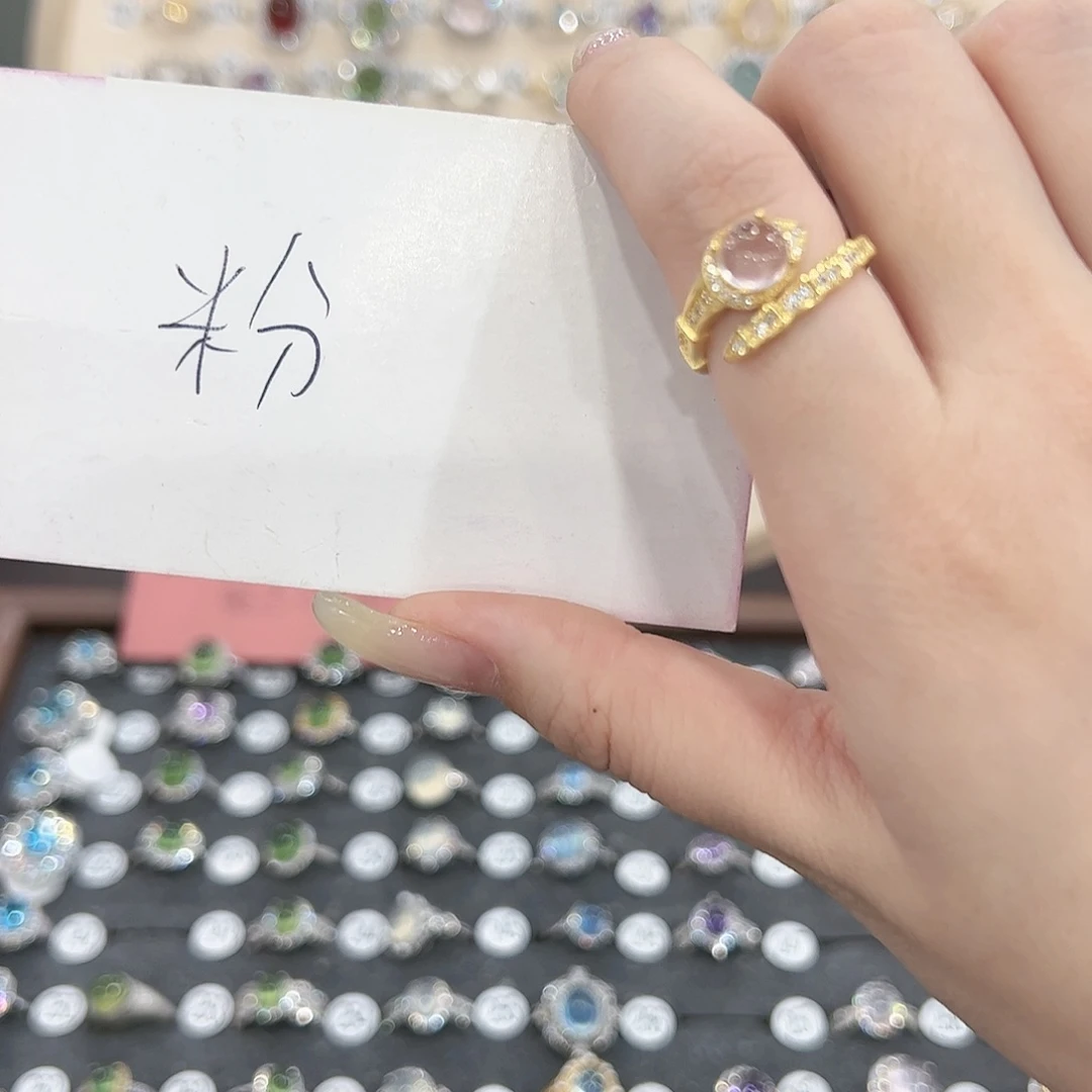 蛇纹石玉戒指银S925镶嵌南*。