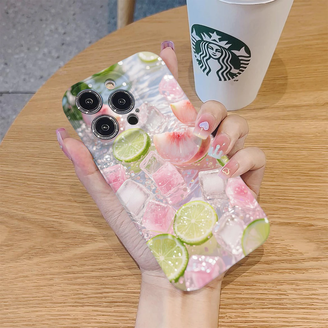 冰镇柠檬水蜜桃适用苹果16promax华为小米vivo oppo荣耀手机壳