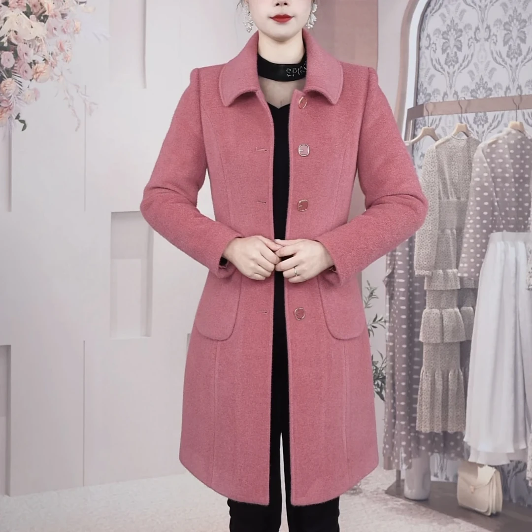 【外套】2025冬季新款加厚加棉洋气时尚瘦大气中长款减龄大衣外套