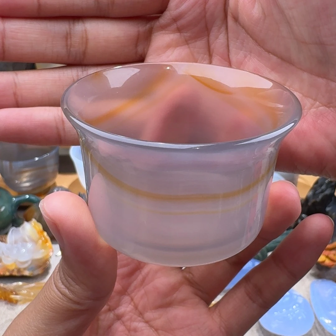 玛瑙/玉髓玛瑙茶杯50毫升未镶嵌