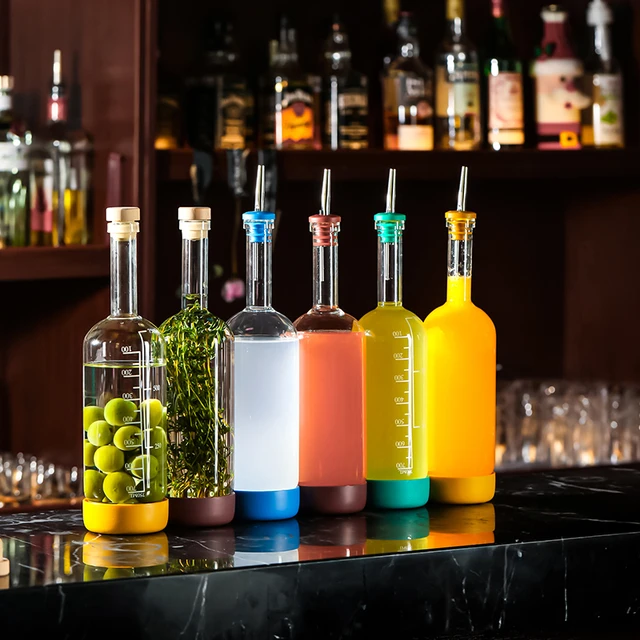 Inmeet酒吧调酒带底果汁饮料泡酒瓶瓶自酿葡萄酒瓶果酒瓶空酒瓶子