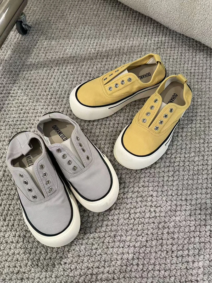 【麻念】帆布鞋厚底透气浅口一脚蹬懒人鞋休闲鞋M923