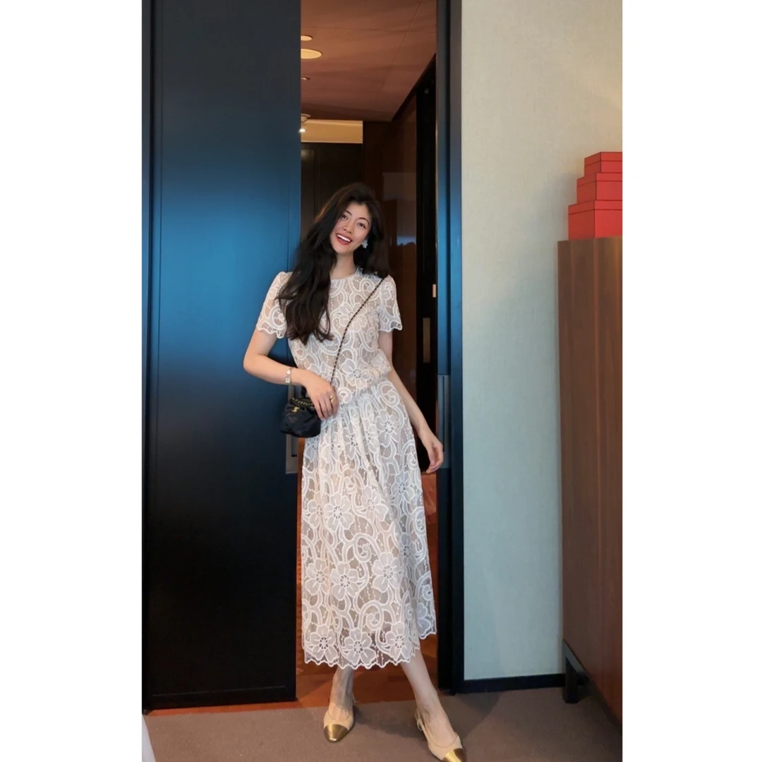 【N·COU】24夏新款【梨花香】镂空蕾丝上衣&裙子DY51296