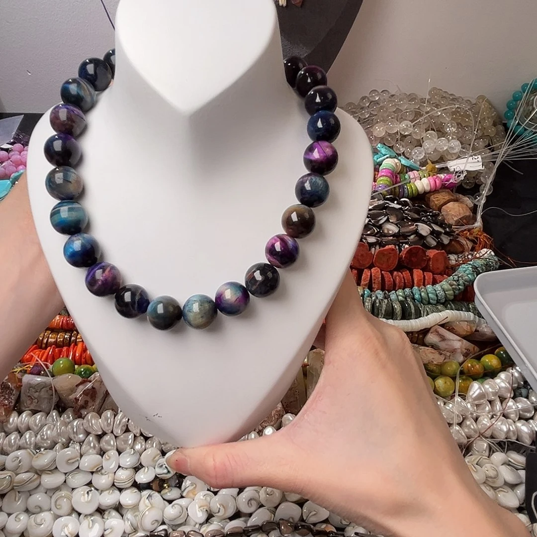 玛瑙/玉髓合金珠宝半成品N709星空虎眼12.5