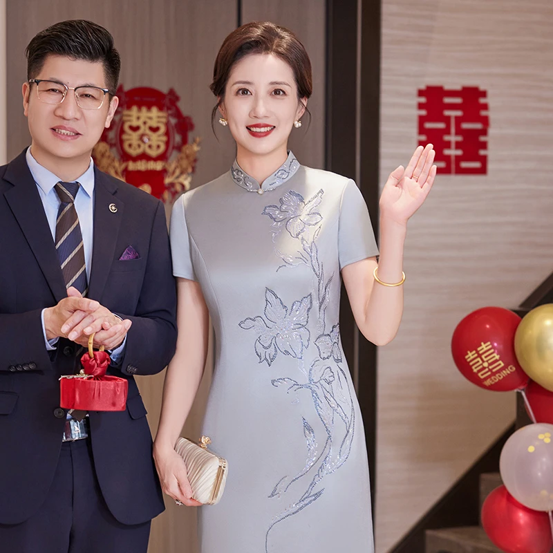 旗袍高端改良订婚高档婚礼礼服气质喜婆婆妈妈装新款爆款1420