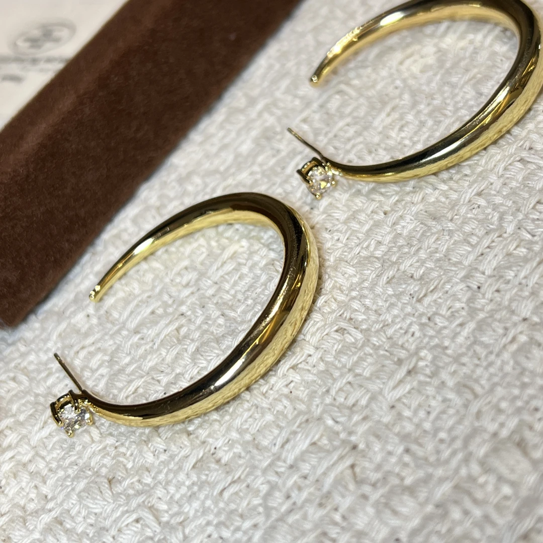 铜合金锆石耳饰 耳环耳环金色日韩时尚气质小众个性轻奢设计感