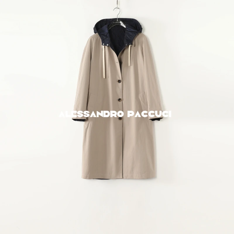 AP洛哥53017FY【长款】棉连帽抽绳双面穿双面双色时尚休闲气质风衣