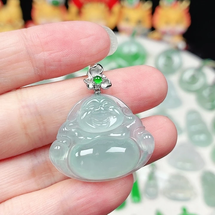 颈饰18K金镶嵌翡翠缅甸天然A货翡翠