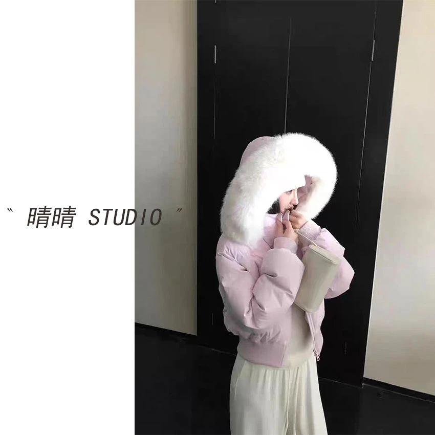 晴晴家-「星霜拥暖」25年冬韩系简约百搭休闲舒适显瘦毛领外套855