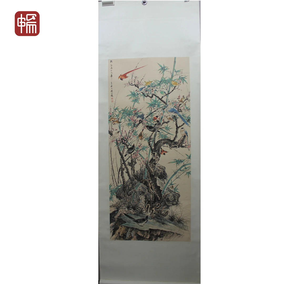 T1089 百鸟朝凤  136*60(7.34) 纸本立轴 XH