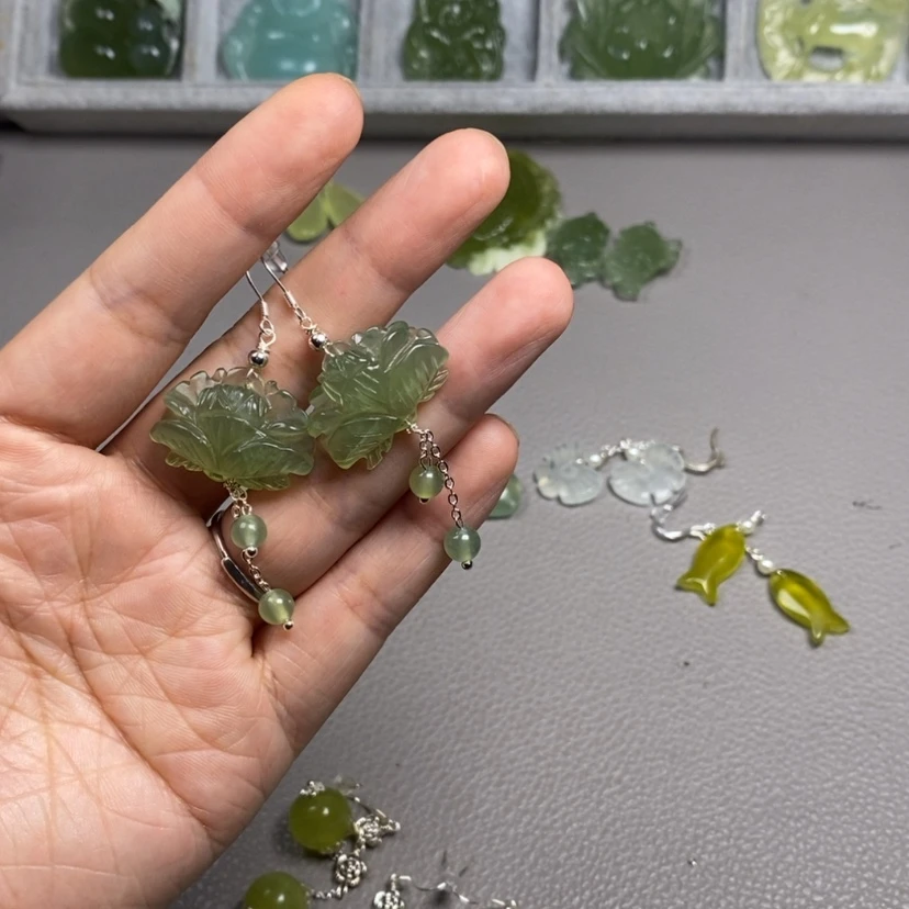 【闪购商品】蛇纹石玉未镶嵌挂件耳饰耳环项链戒指