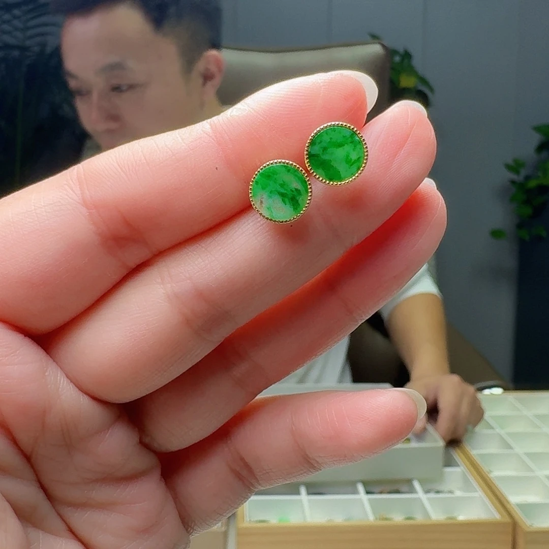 翡翠银S925镶嵌耳饰多样性发货其一