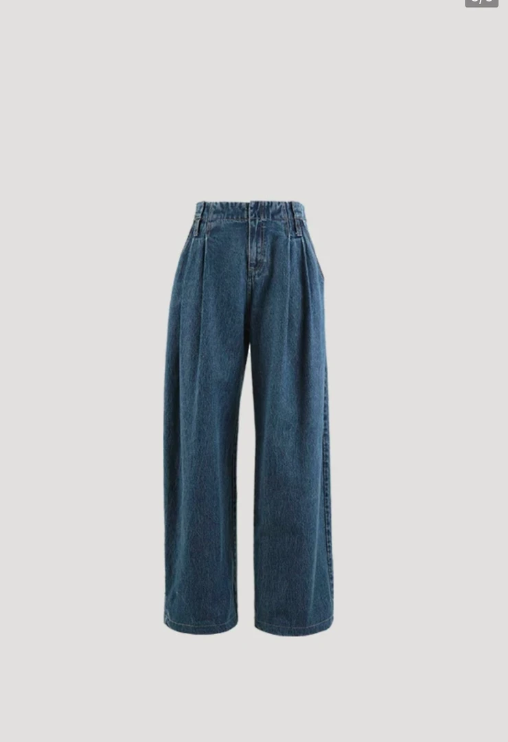 超显瘦复古洗水褶皱牛仔裤  J25KZ001